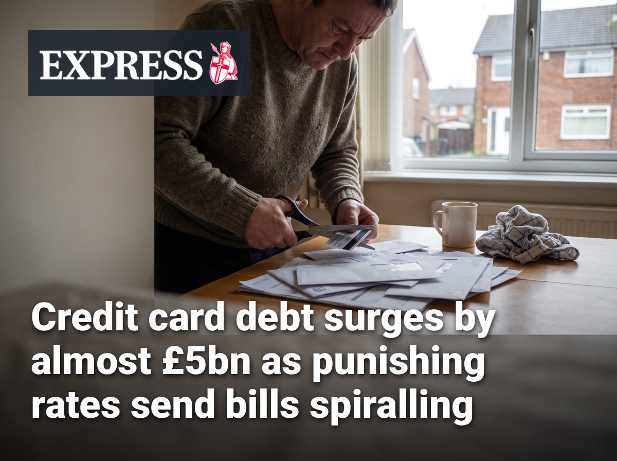 Credit card debt surges by almost £5bn as punishing rates send bills spiralling